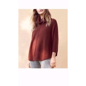 NWT Loft Rusty Brown Turtleneck Poncho Sweater Sz S Oversized Super Soft